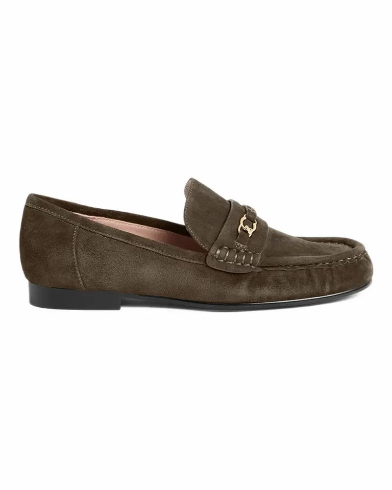 Coccinelle suede logo-plaque loafers - Braun Braun