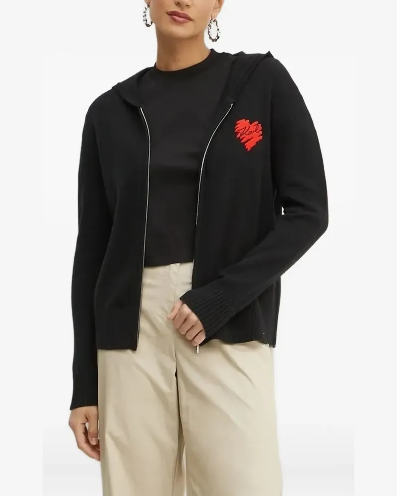 Karl Lagerfeld Cardigan mit Herzstickerei - Schwarz Schwarz