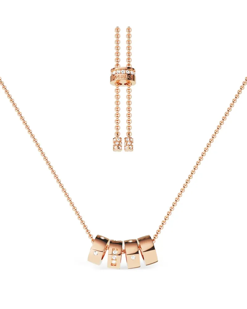 APM Monaco Verstellbare Love Morse Code Halskette - Rosa Rosa