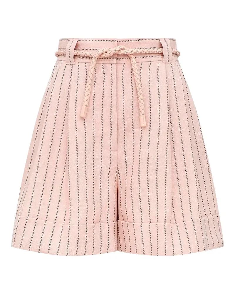 Zimmermann Alchemy braided-belt striped shorts - Rosa Rosa