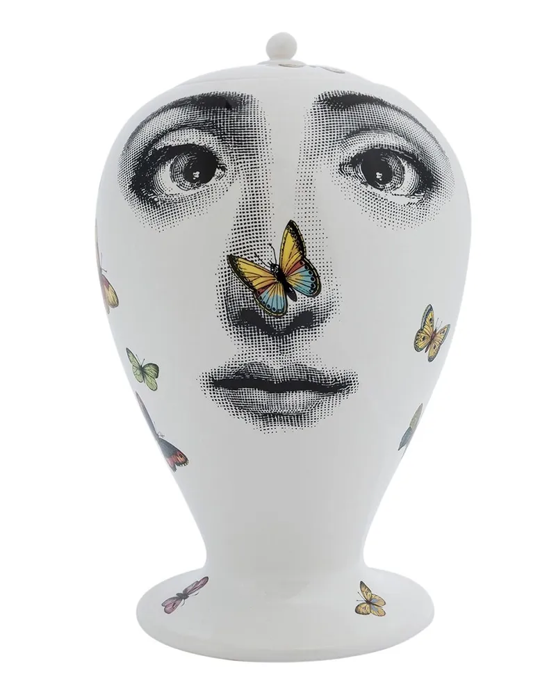 Fornasetti Vase mit Gesichts-Print Weiß