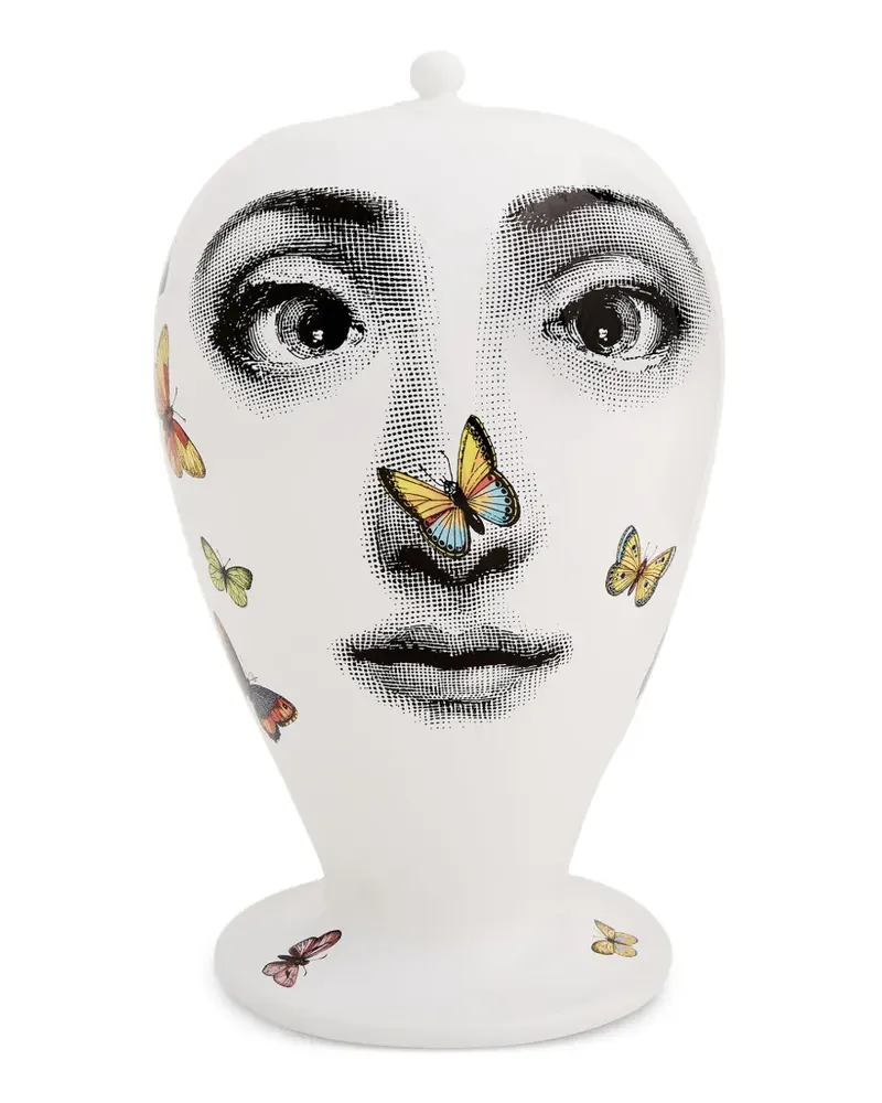 Fornasetti Vase mit Gesichts-Print - Weiß Weiß
