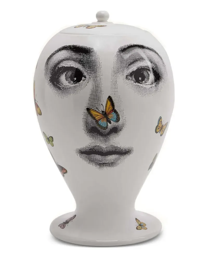 Fornasetti Vase mit Gesichts-Print - Weiß Weiß