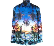 Hemd mit Hawaii-Print - Blau