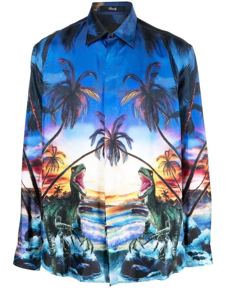 Philipp Plein Hemd mit Hawaii-Print - Blau Blau