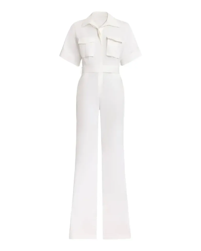 Elie Saab belted short-sleeve jumpsuit - Weiß Weiß