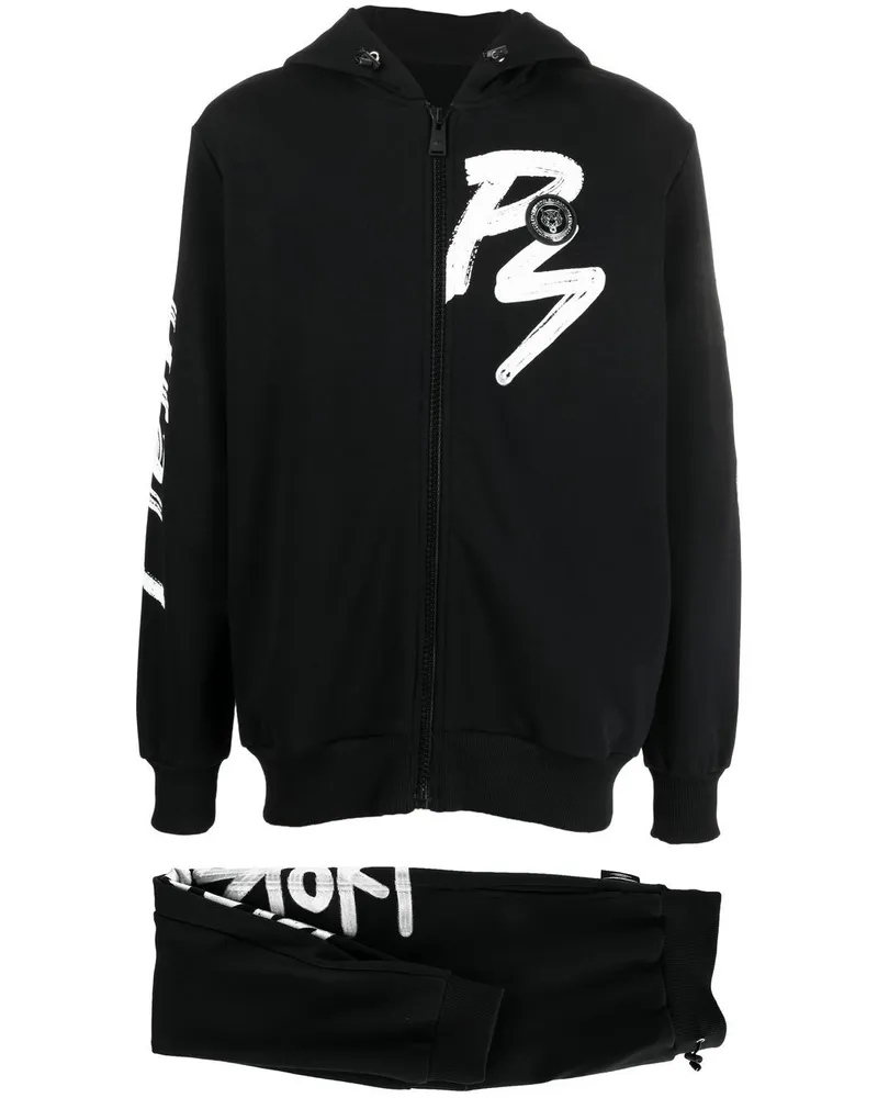 Philipp Plein Jogginganzug mit Tiger - Schwarz Schwarz