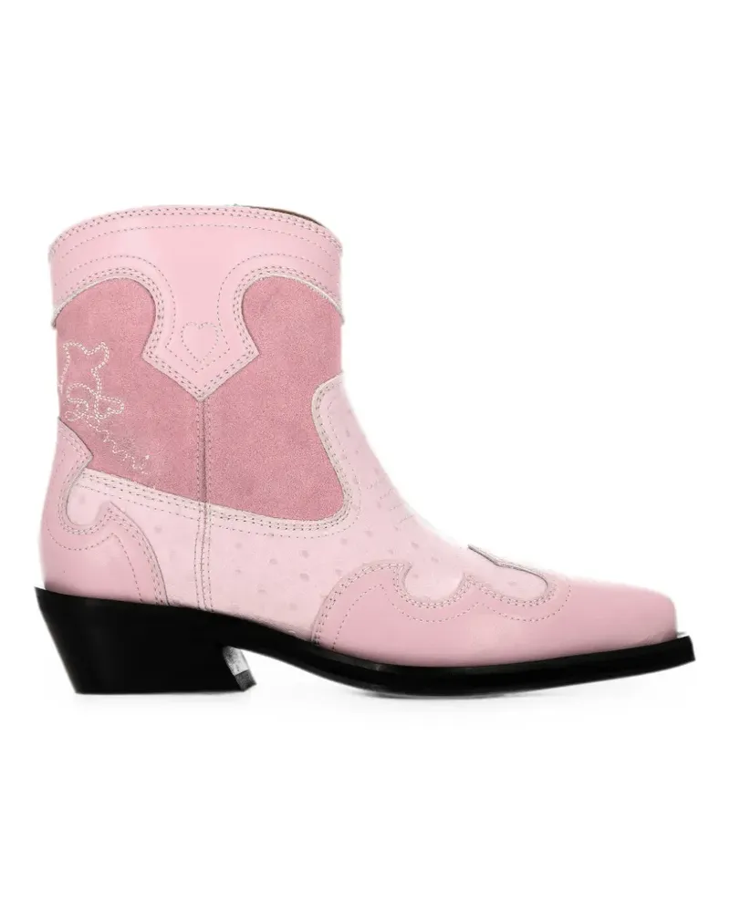 Ganni panelled Western ankle boots - Rosa Rosa