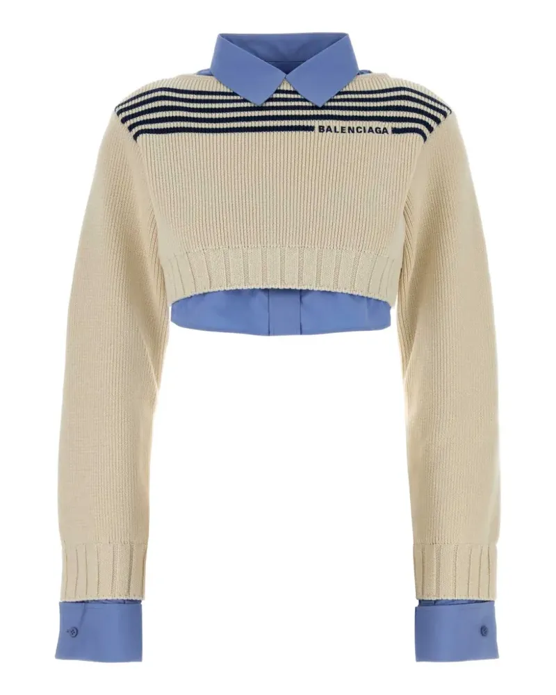 Balenciaga striped layered-effect sweater - Nude Nude