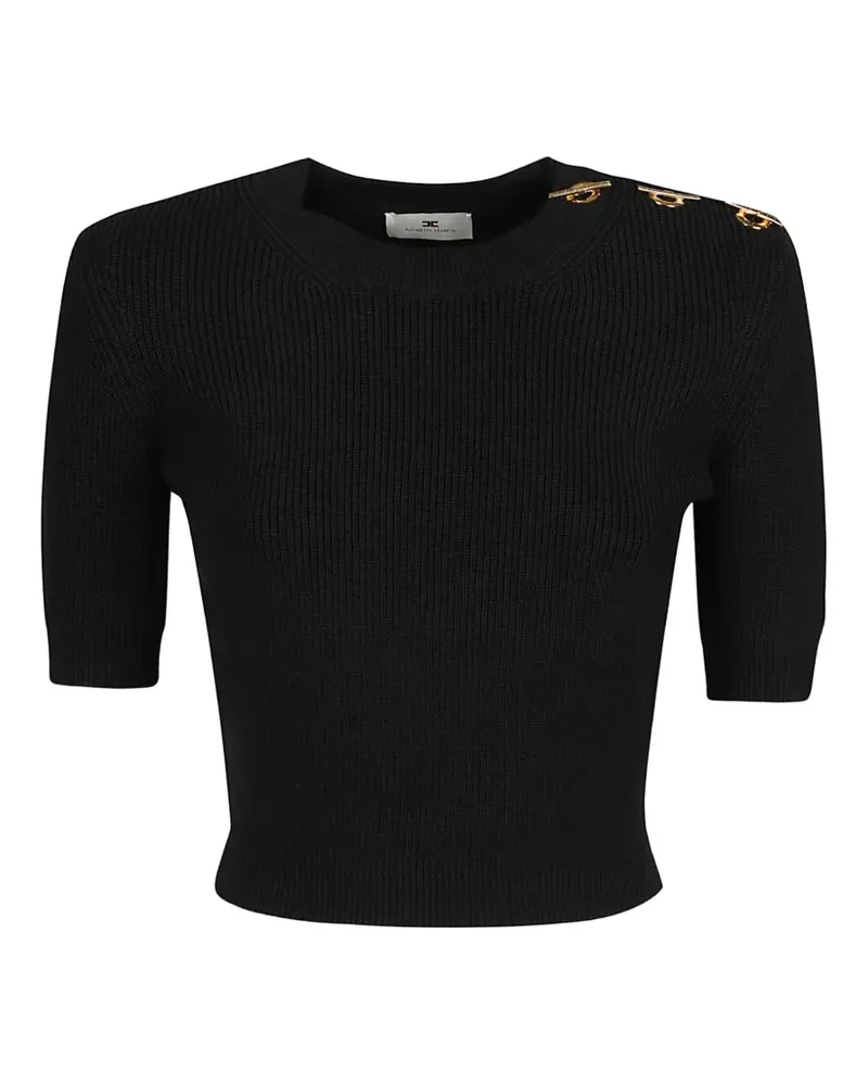 Elisabetta Franchi Gerippter Pullover mit Knöpfen - Schwarz Schwarz
