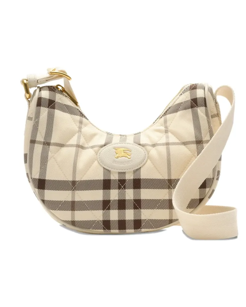 Burberry Horseshoe quilted checked cross body bag - Nude Nude
