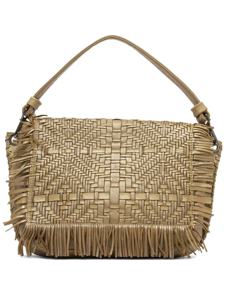 Reptile's House Gewebte Nevola Schultertasche mit Fransen - Braun Braun