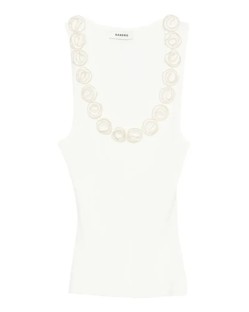 Sandro Oberteil mit Applikationen - Weiß Weiß