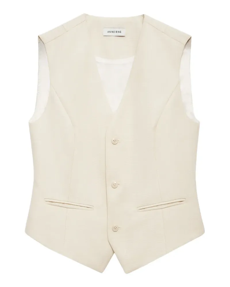 Anine Bing Mario button V-neck waistcoat - Nude Nude