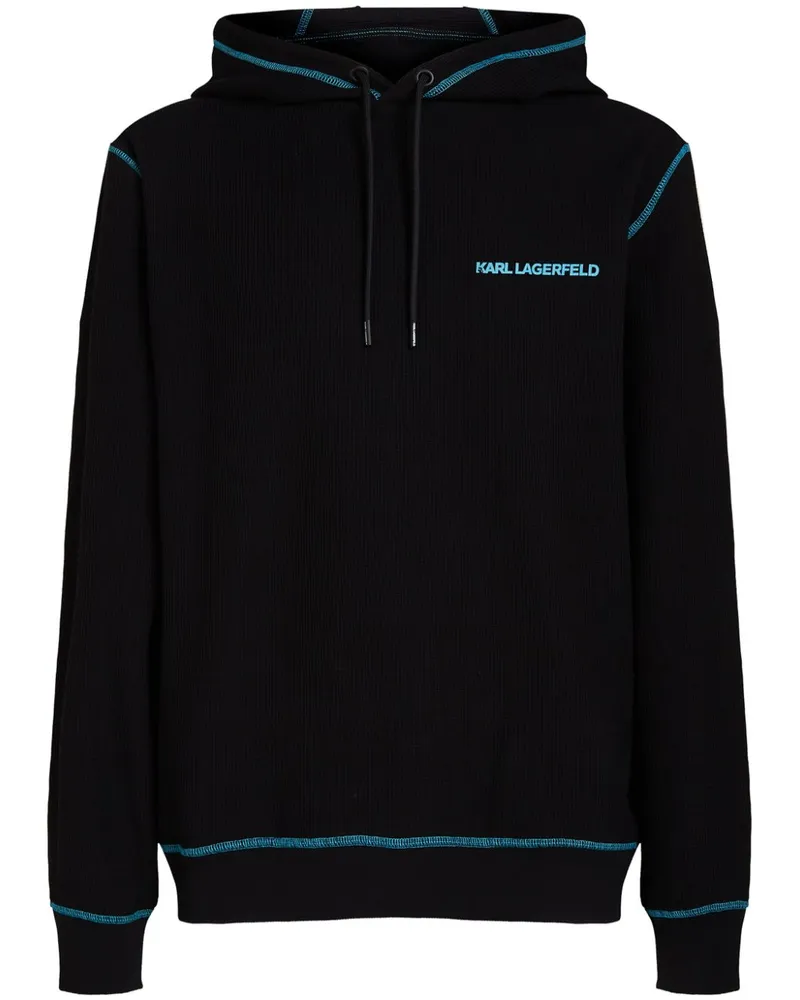 Karl Lagerfeld Hoodie in Waffelstrick - Schwarz Schwarz