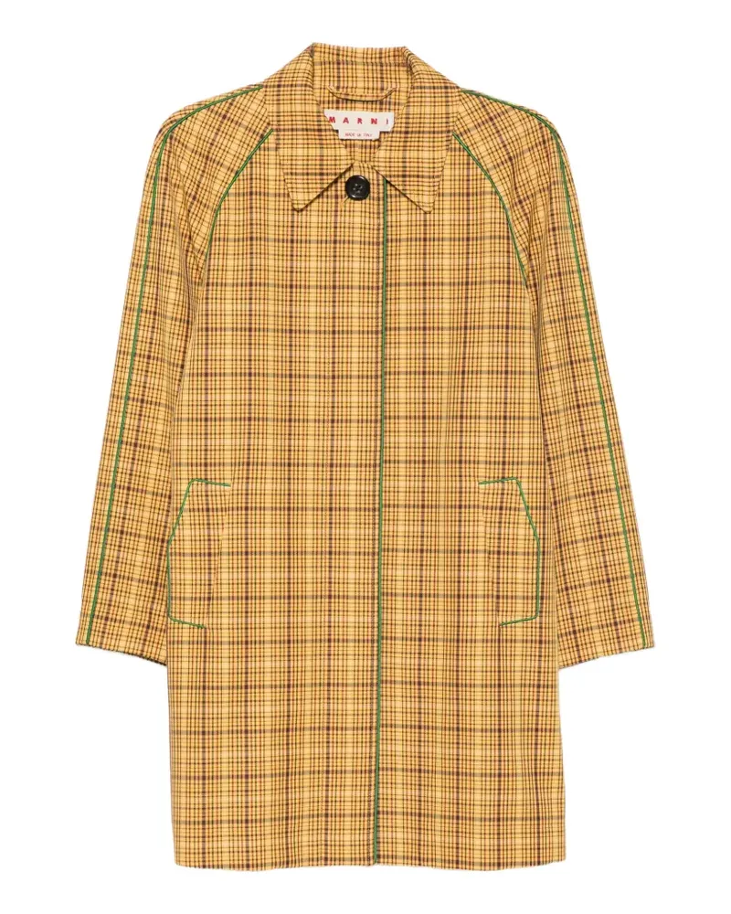 Marni check-pattern piping-detail coat - Gelb Gelb