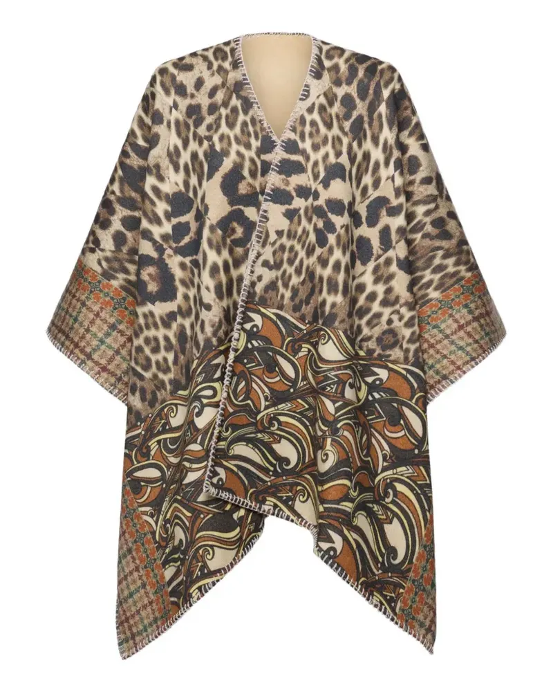 Pierre-Louis Mascia Pancake Poncho-Cape mit Leopardenprint - Braun Braun