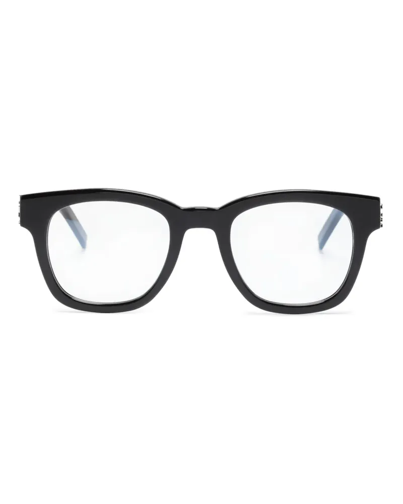 Saint Laurent Eckige Brille mit Logo-Schild - Schwarz Schwarz