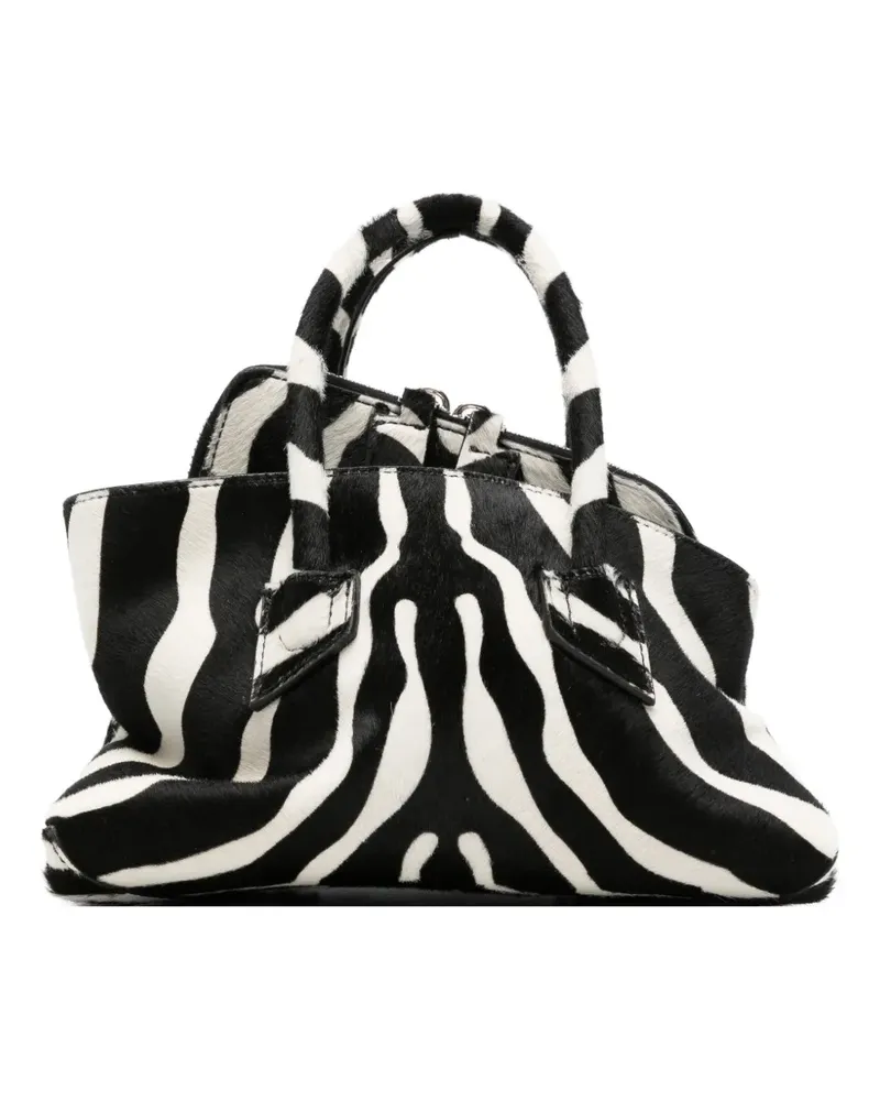 ATTICO Mini La Passeggiata Tote Bag mit Animal-Print - Schwarz Schwarz