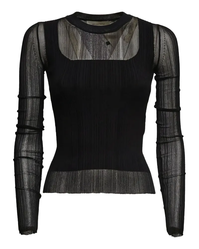 SPORTMAX Gerippter Strick mit langen Ärmeln - Schwarz Schwarz