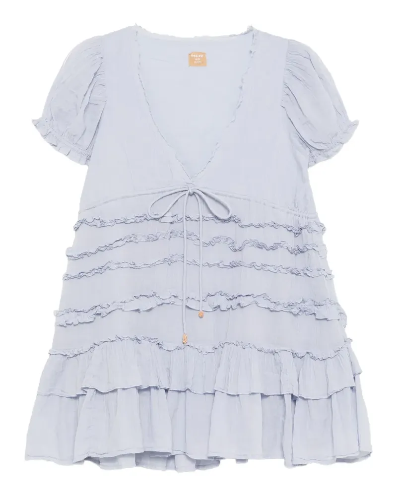Free People Kleid mit Blattstickerei - Blau Blau