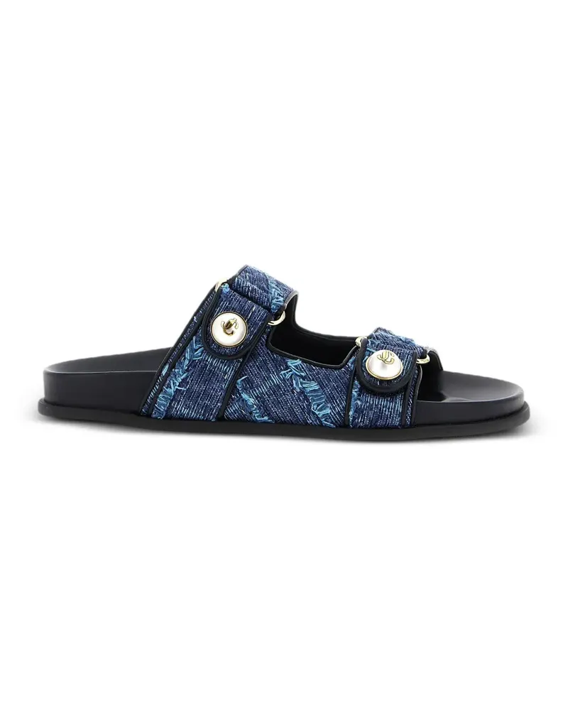 Jimmy Choo Ausgefranste Fayence Jeans-Sandalen - Blau Blau