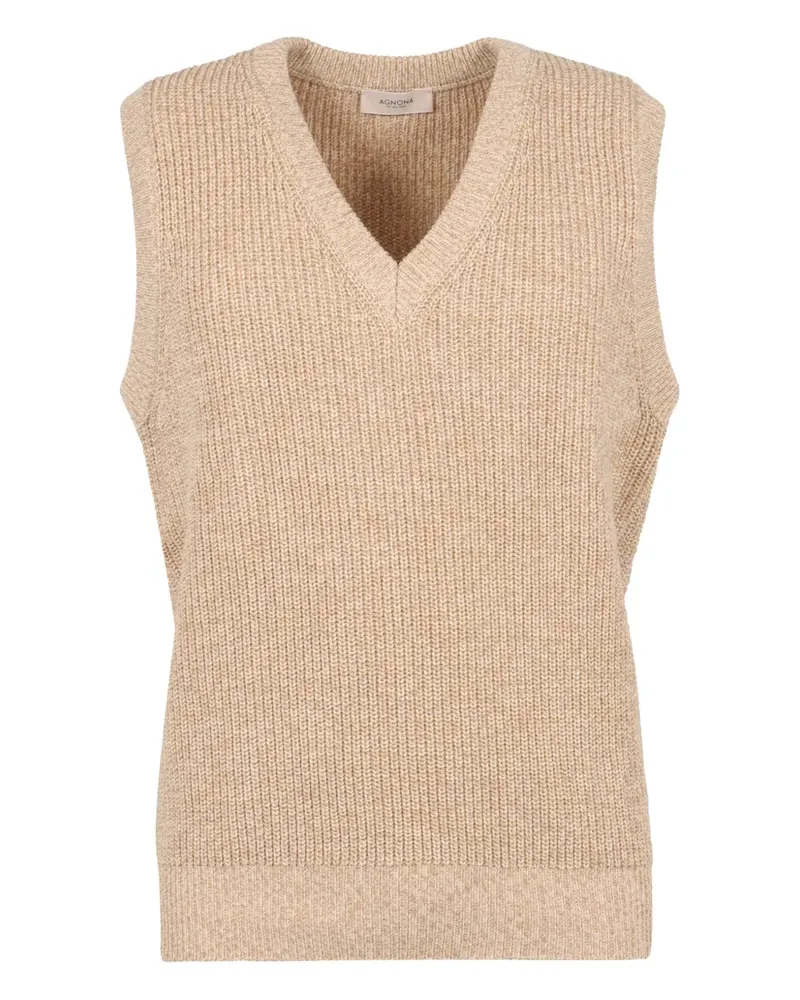AGNONA Pullover mit V-Ausschnitt - Nude Nude