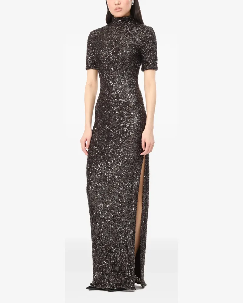 ROTATE Birger Christensen Paillettenkleid mit Seitenschlitz - Schwarz Schwarz