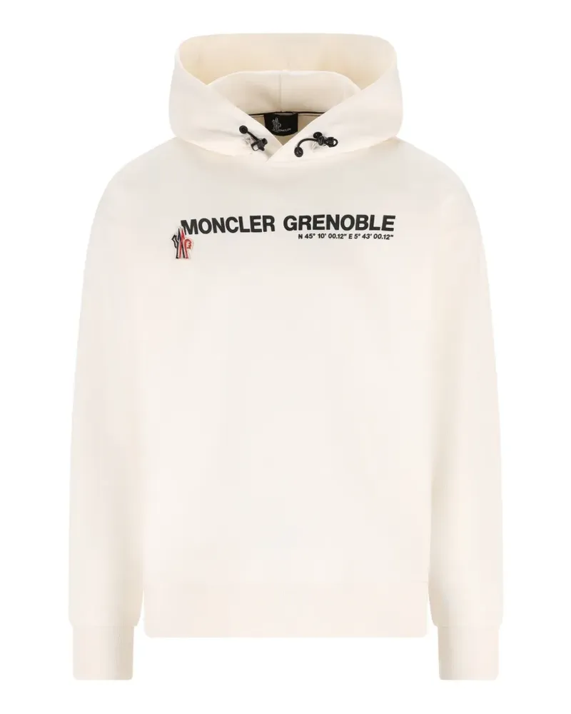 Moncler logo-lettering cotton hoodie - Weiß Weiß