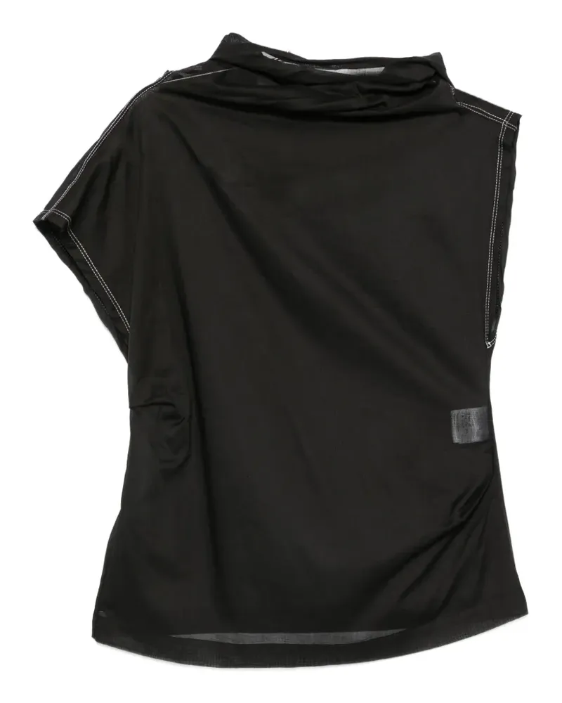 TELA contrast-stitch top - Schwarz Schwarz