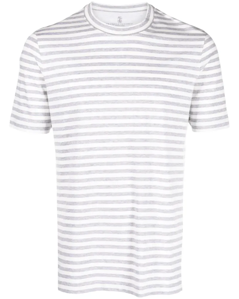 Brunello Cucinelli Gestreiftes T-Shirt - Grau Grau