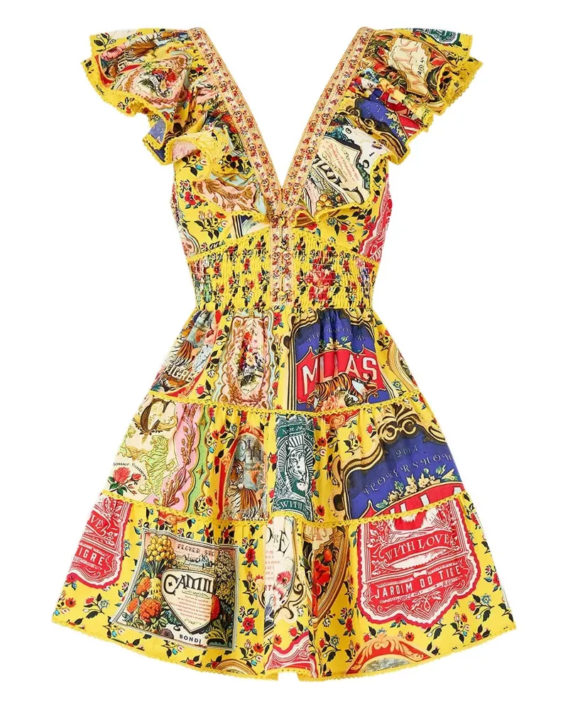 Camilla Minikleid mit Rüschen - Gelb Gelb