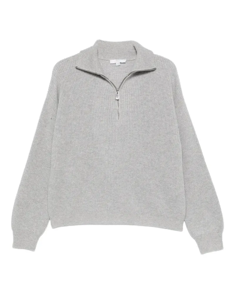 Malo Gerippter Pullover mit Reißverschluss - Grau Grau