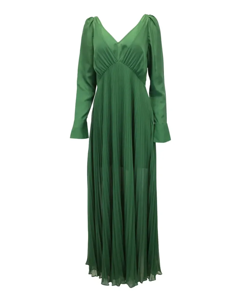 Self-Portrait pleated V-neck gown - Grün Grün