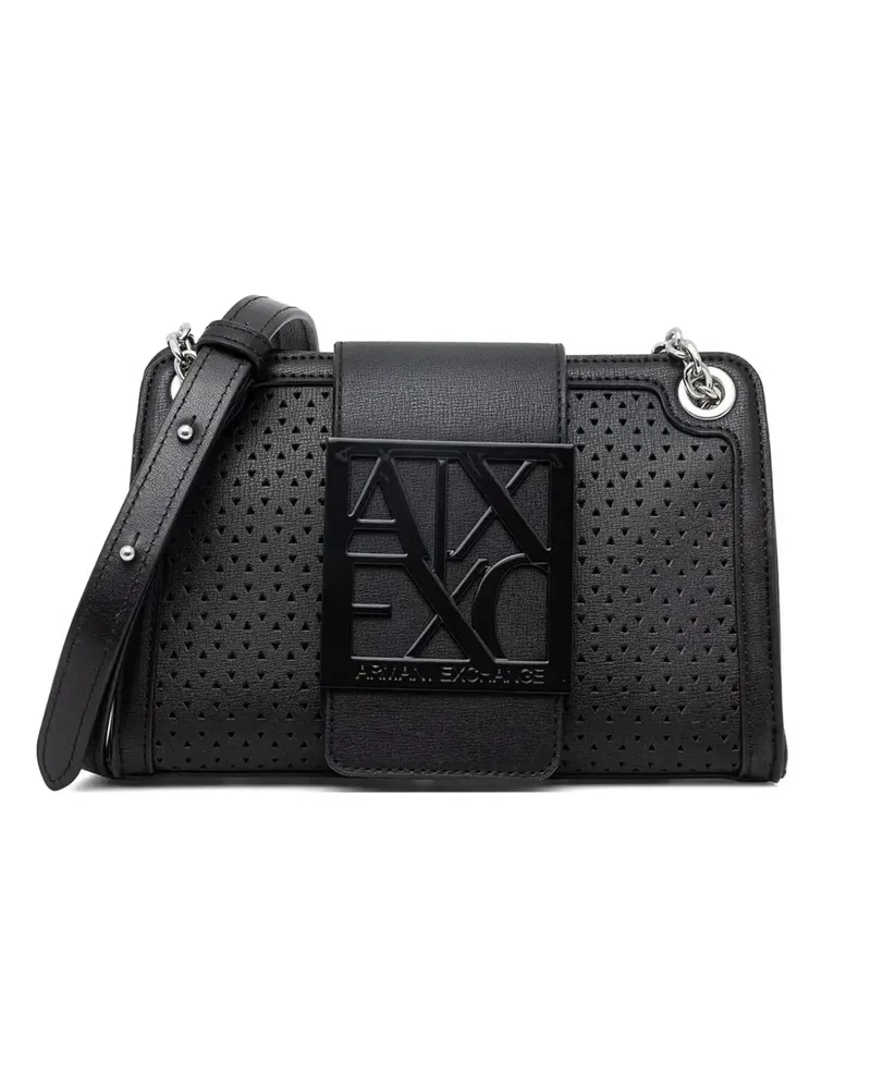 Armani Exchange perforated logo-plaque cross body bag - Schwarz Schwarz