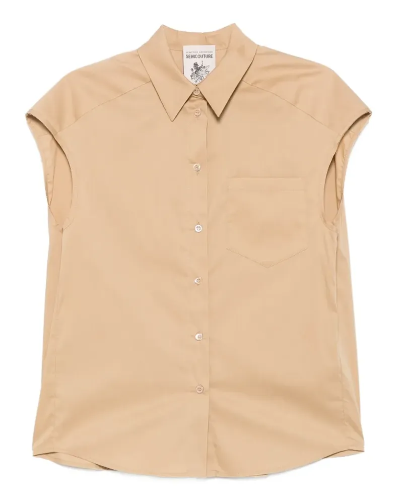 Semicouture Lottie cap-sleeve button-down shirt - Nude Nude