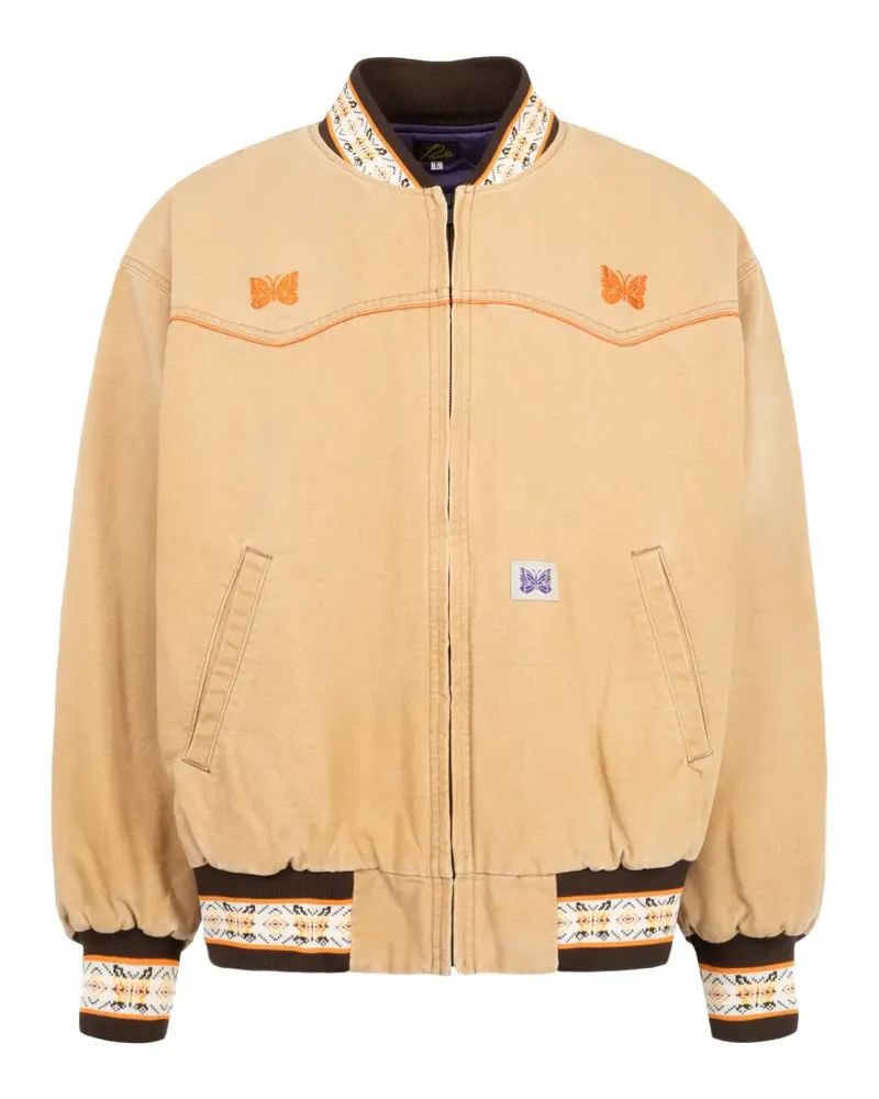 NEEDLES Loose B.B. butterfly-embroidered sulfur-dyed jacket - Nude Nude