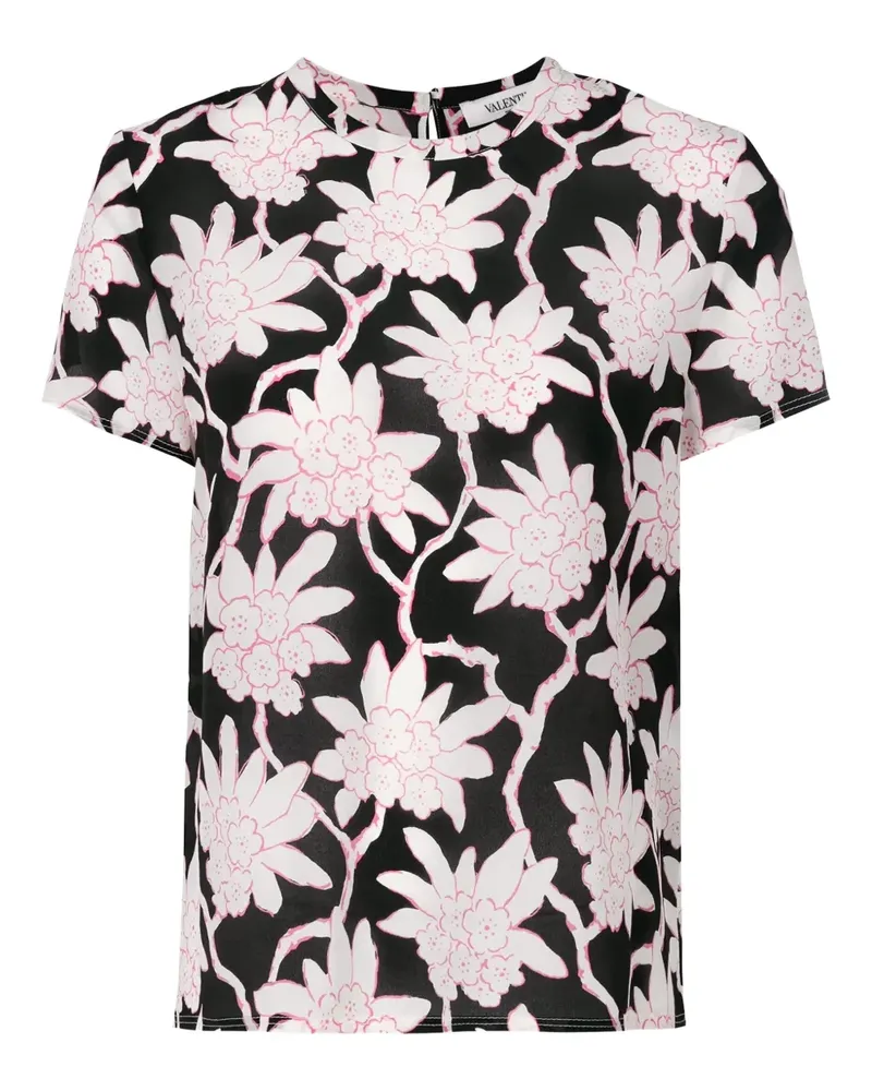 Valentino Garavani Popflowers' Seidentop - Schwarz Schwarz