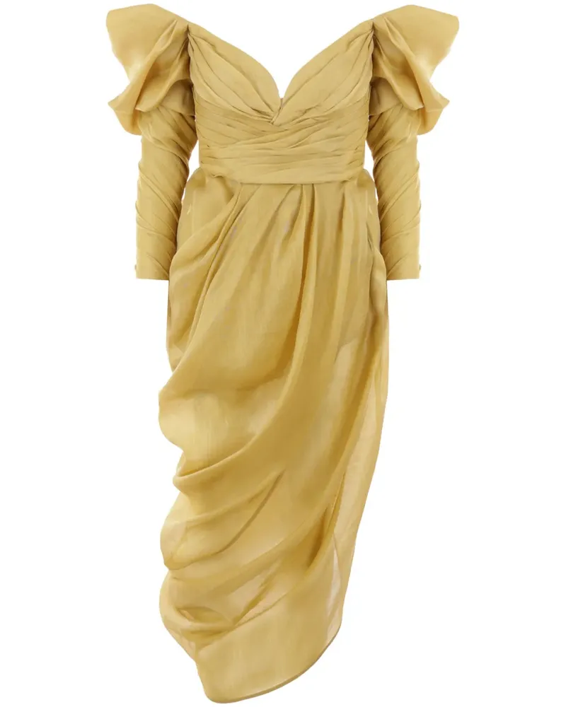 Zimmermann Drapiertes Midikleid mit V-Ausschnitt - Gelb Gelb