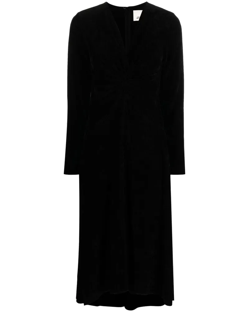 Isabel Marant Midikleid mit V-Ausschnitt - Schwarz Schwarz