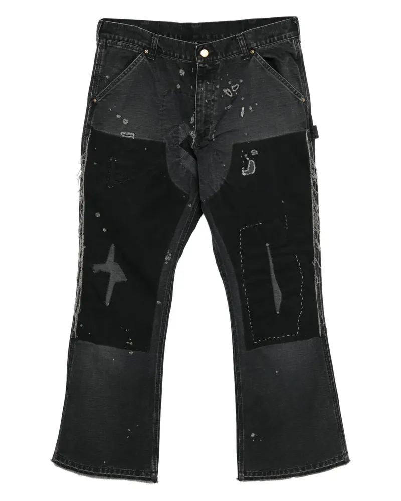 SAINT MXXXXXX patchwork bootcut jeans - Schwarz Schwarz