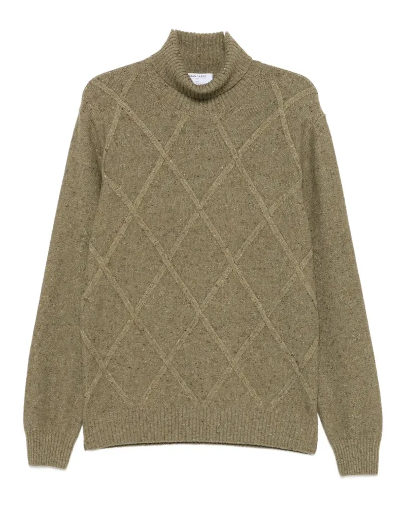 Gran Sasso Rollkragenpullover mit Rautensteppung - Grün Grün