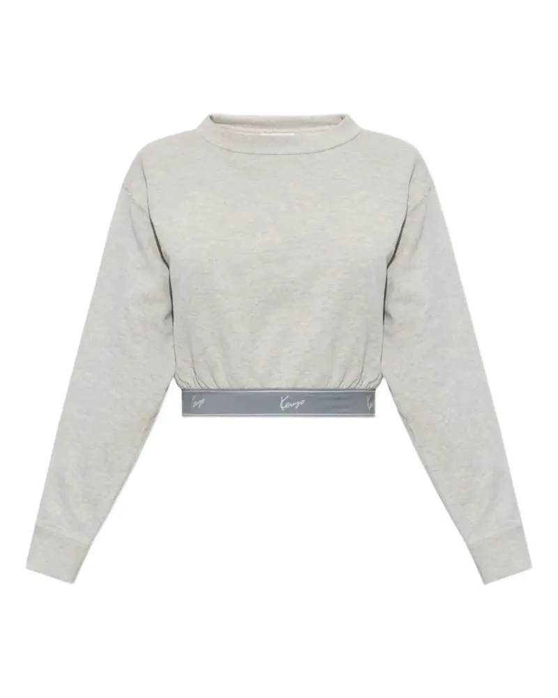 Kenzo cropped logo-tape hoodie - Grau Grau