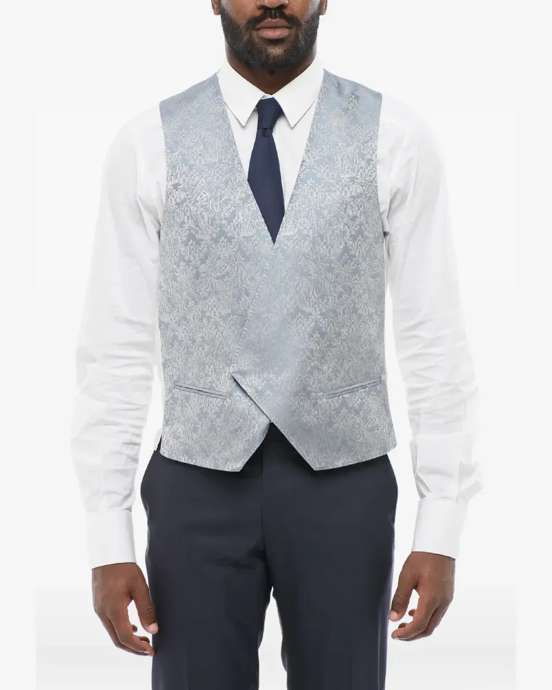 Corneliani double-breasted embroidered waistcoat - Blau Blau