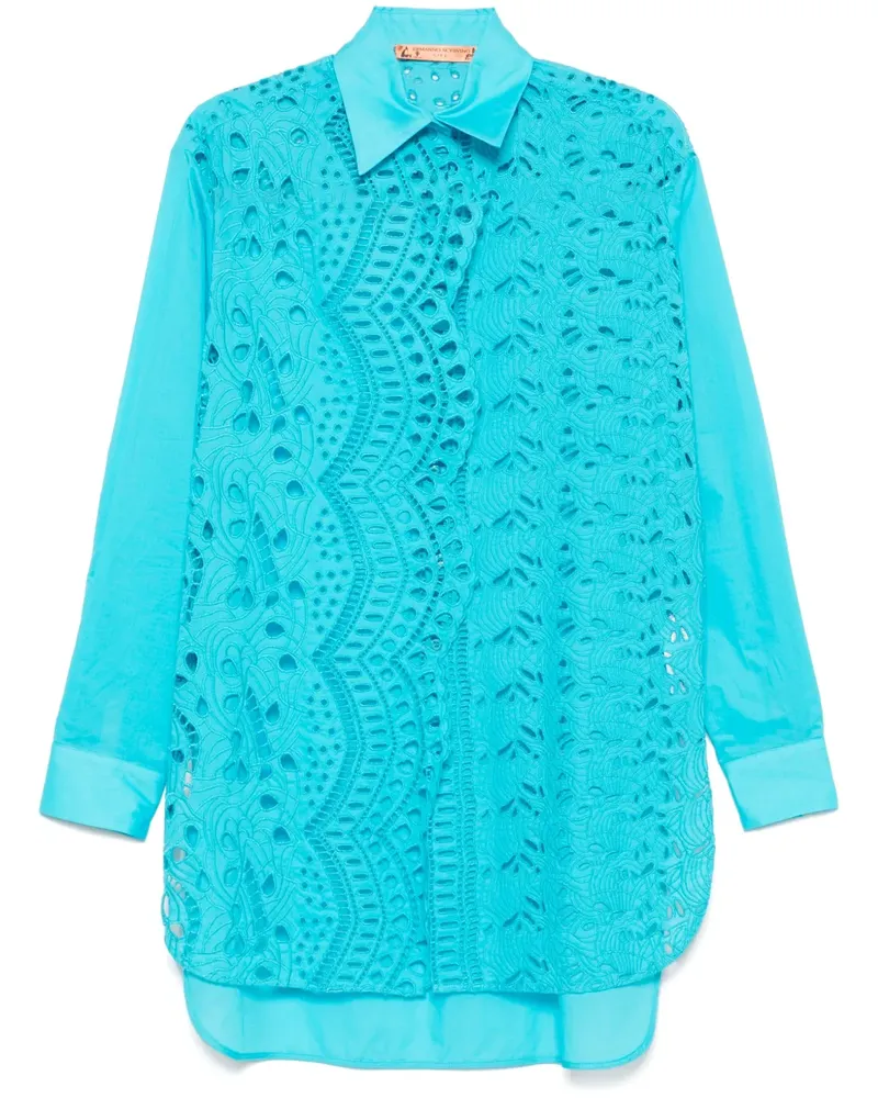 Ermanno Scervino Hemd mit Blumenstickerei - Blau Blau