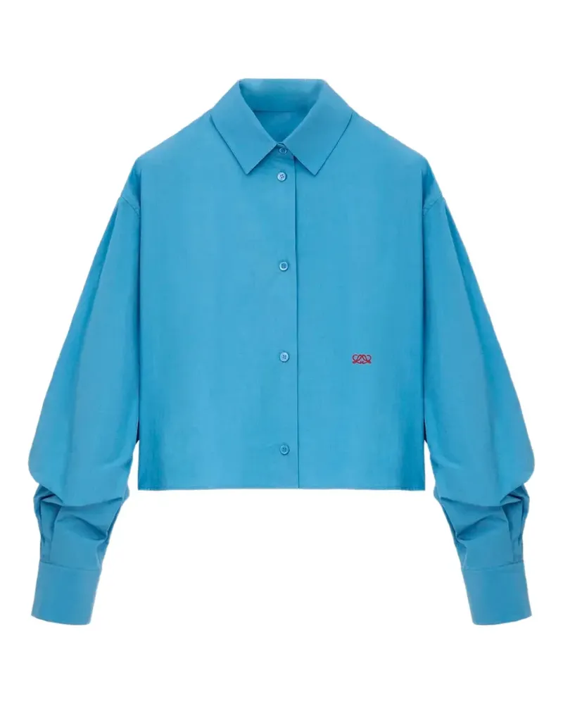 Loewe cropped Anagram-embroidered shirt - Blau Blau