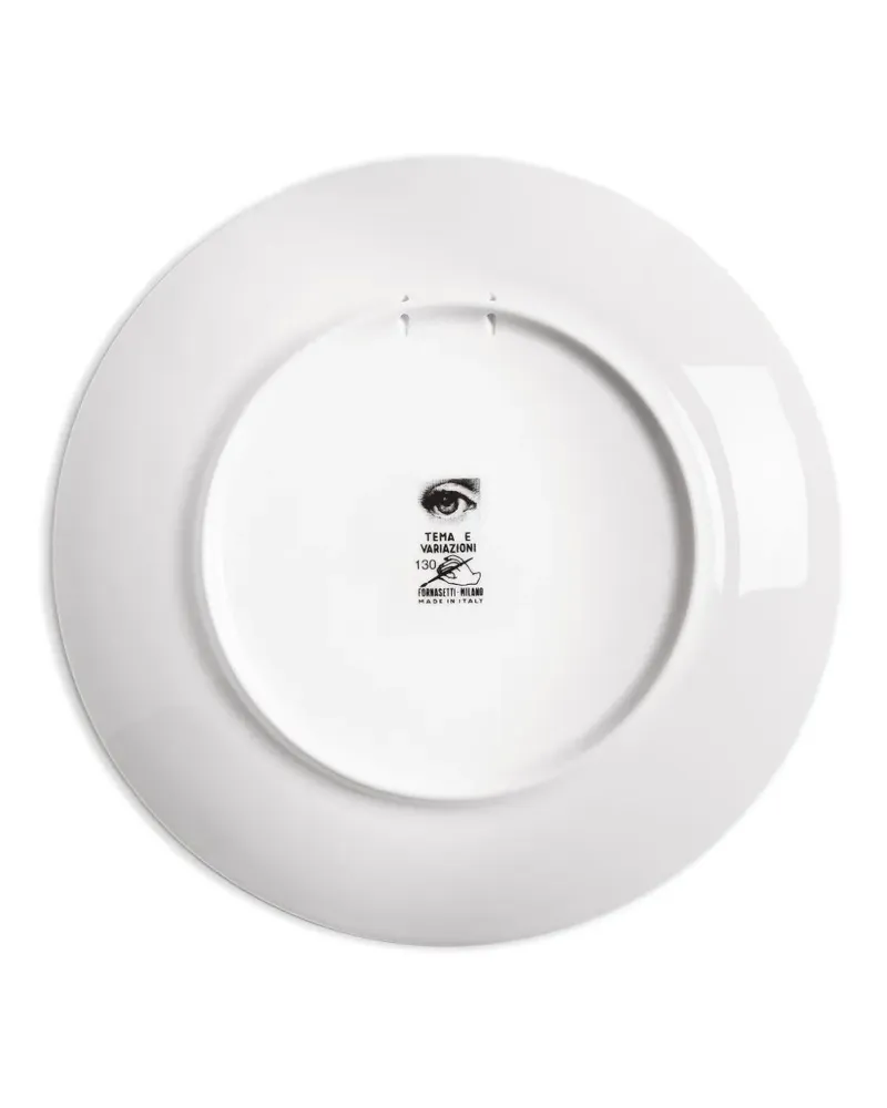 Fornasetti Teller mit Gesicht-Print - Weiß Weiß