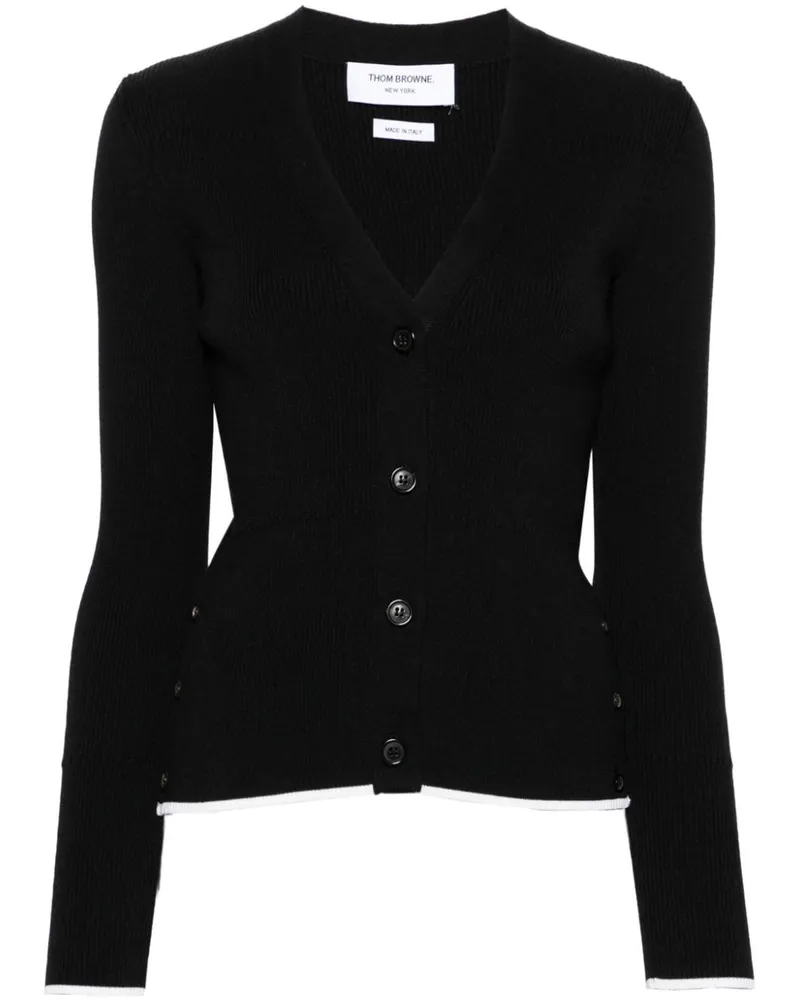 Thom Browne Gerippter Cardigan - Schwarz Schwarz