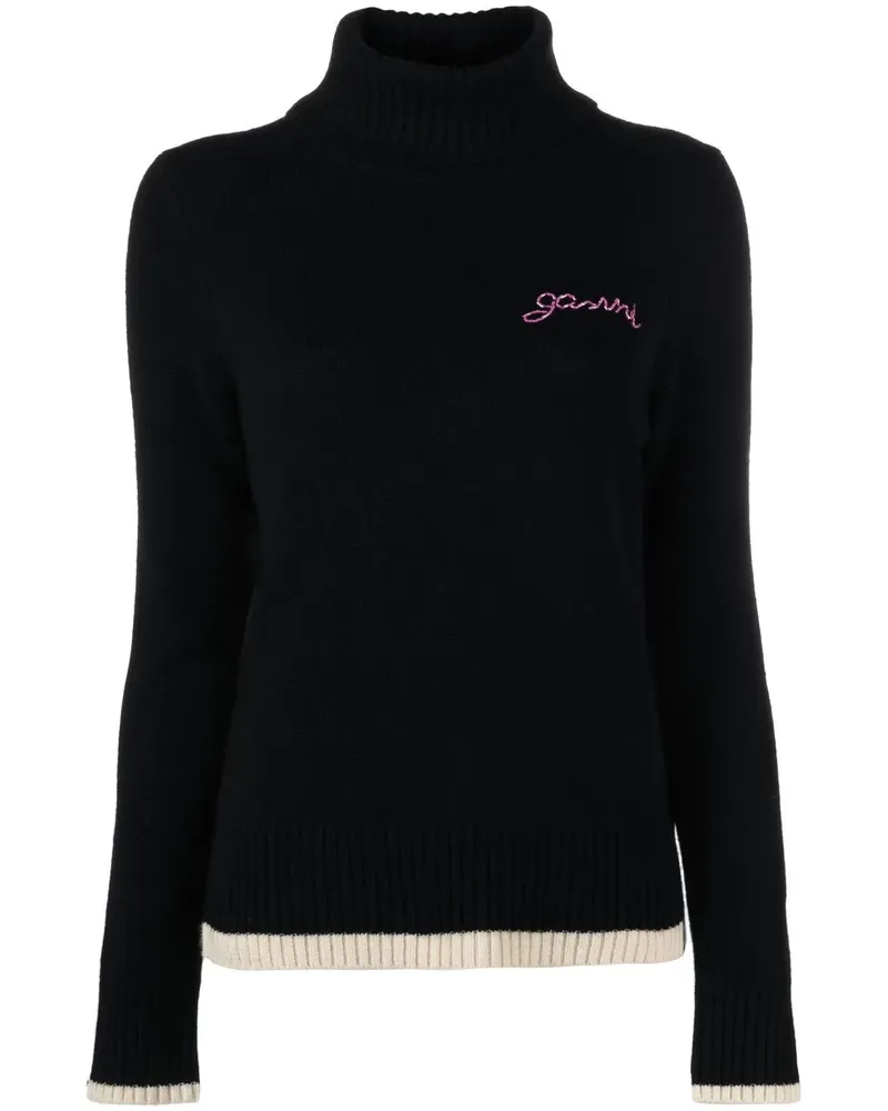 Ganni Pullover mit Logo-Stickerei - Schwarz Schwarz