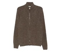 Melierter Cardigan mit Reißverschluss - Braun